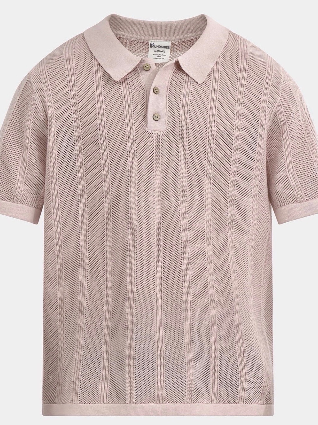 No Boundaries Pale Pink Short-Sleeve Knit Polo